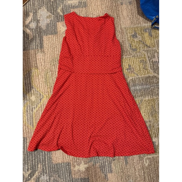 Lands' End Red Sleeveless A-Line Dress Geometric Print Casual - Picture 3 of 3